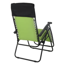 Load image into Gallery viewer, Back view of the Azuma padded garden relaxer chair in lime.
