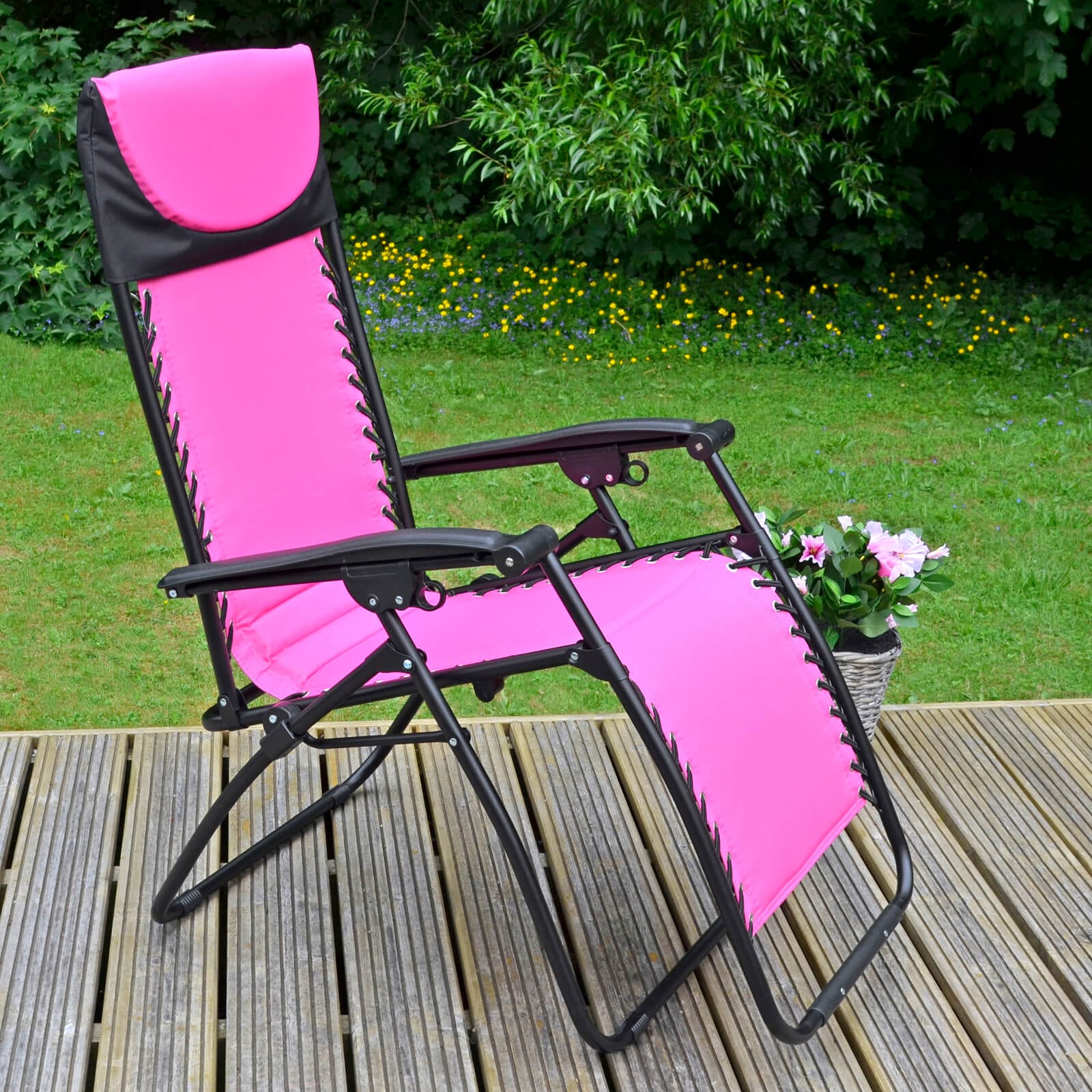 Azuma Padded Zero Gravity Garden Recliner Chair - Pink
