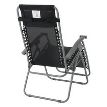 Load image into Gallery viewer, Back view of the Azuma textilene zero gravity garden chair in black.
