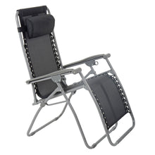 Load image into Gallery viewer, Azuma textilene zero gravity garden chair in black.
