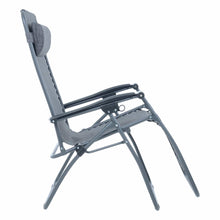 Load image into Gallery viewer, Side view of the Azuma textilene garden relaxer chair in dark grey marl.
