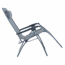 Load image into Gallery viewer, First recline position of the Azuma textilene garden relaxer chair in dark grey marl.

