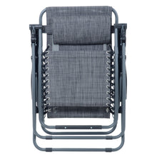 Load image into Gallery viewer, Azuma textilene garden relaxer chair in dark grey marl fully folded.
