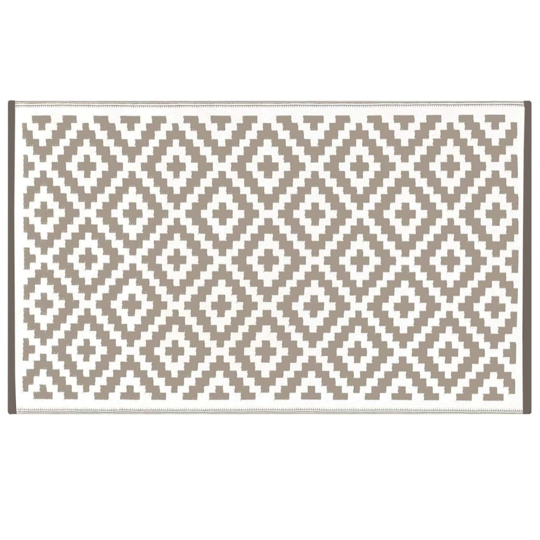 taupe geometric rug on white background